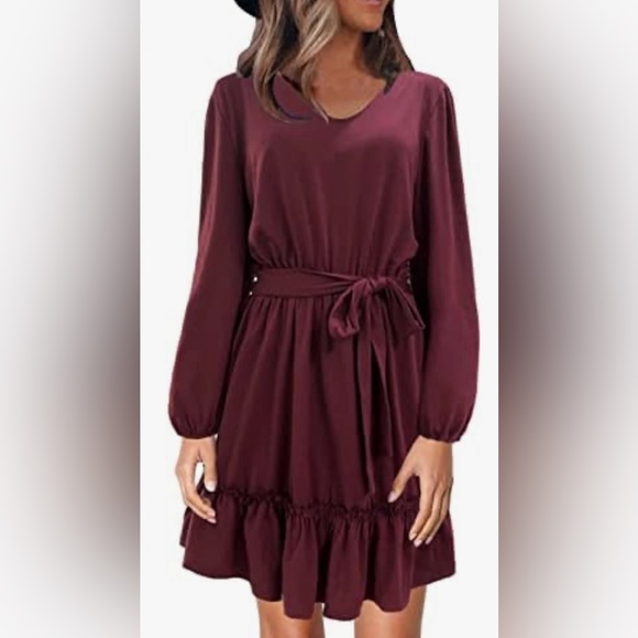 Alaster Queen Cotton Long Sleeve Mini Dress Burgundy size Medium - Picture 1 of 8
